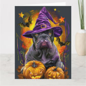 Spooky Cane Corso Hond Halloween Heks en Pompoen Kaart (Voorkant)