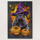Spooky Cane Corso Hond Halloween Heks en Pompoen Legpuzzel (Verticaal)