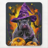Spooky Cane Corso Hond Halloween Heks en Pompoen Muismat (Voorkant)