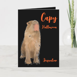 Spooky Capybara Pun Illustratie Halloween Kaart