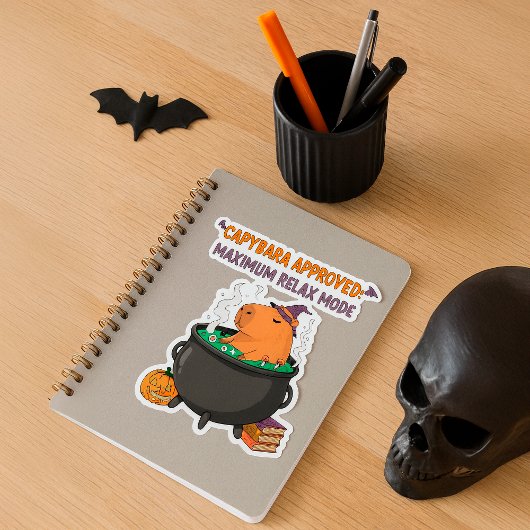 Spooky Capybara Wizard Witch Cauldron Halloween Sticker