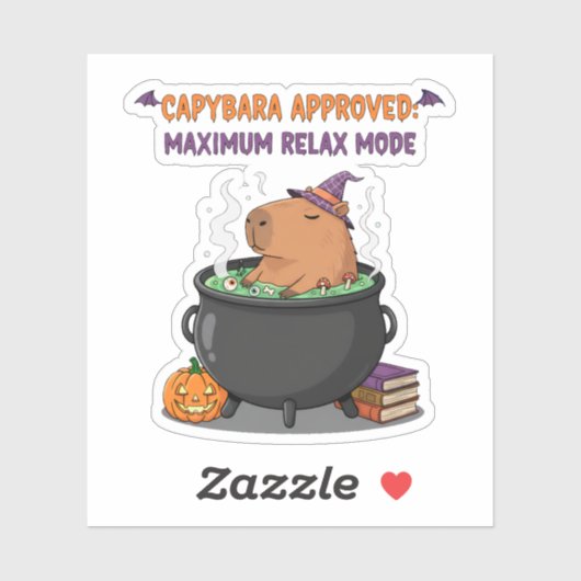 Spooky Capybara Wizard Witch Cauldron Halloween Sticker (Vel)