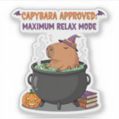 Spooky Capybara Wizard Witch Cauldron Halloween Sticker (Voorkant)