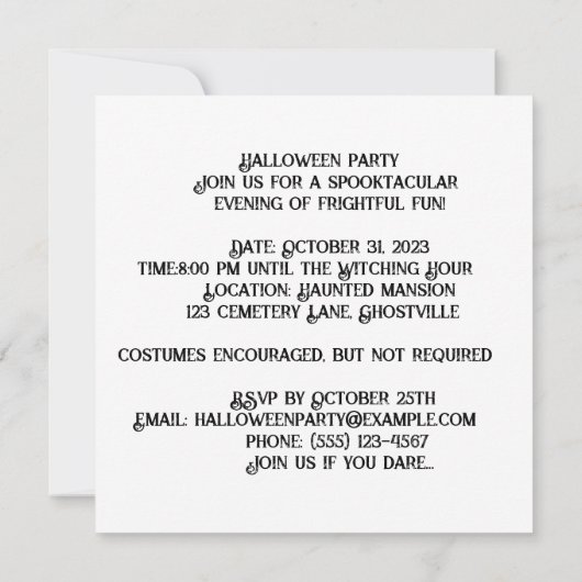 Spooky Carnaval: Spookachtige Funfair Kaart (Achterkant)