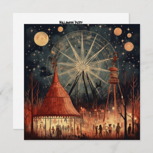 Spooky Carnaval: spookachtige Hallow Carnaval Kaart (Voorkant / Achterkant)