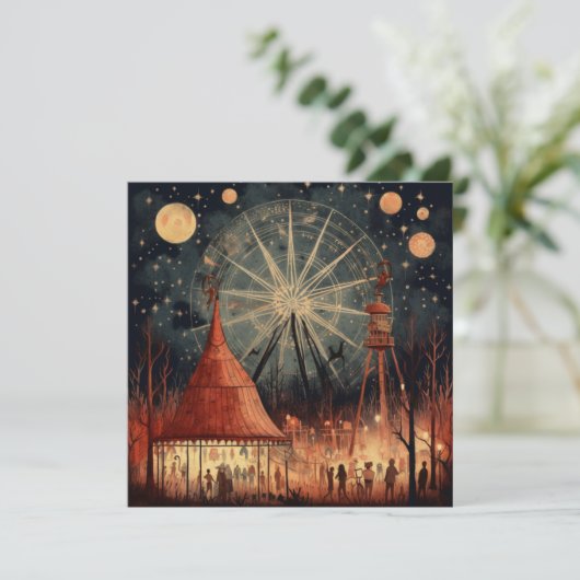 Spooky Carnaval: spookachtige Hallow Carnaval Kaart (Staand voorkant)