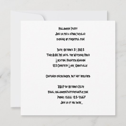 Spooky Carnaval: spookachtige Hallow Carnaval Kaart (Achterkant)