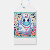 Spooky Cartoon Ghost Nurse: Halloween Art Cadeaulabel (Voorkant)