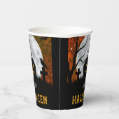 Spooky Carved Pumpkin Graveyard Halloween Party Papieren Bekers (Rechts)