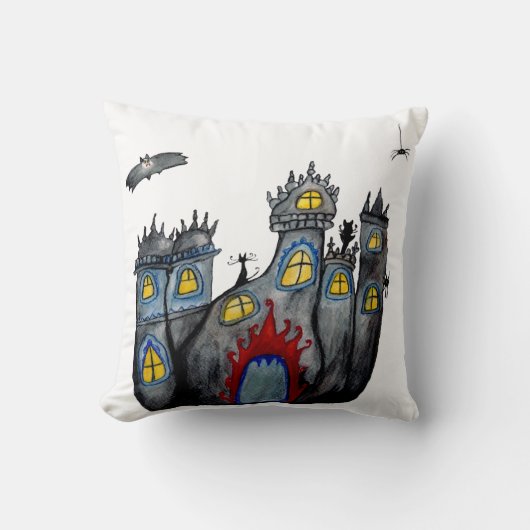 Spooky Castle halloween Art Throw Cushion Kussen (Voorkant)