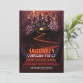 Spooky Castle Halloween Costume Party | Uitnodigin Kaart (Staand voorkant)