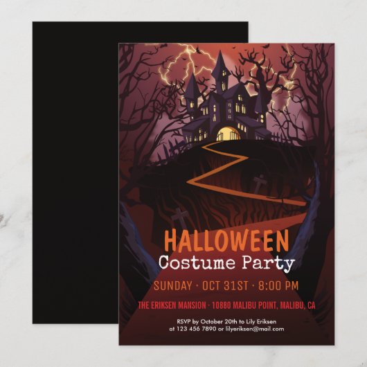 Spooky Castle Halloween Costume Party | Uitnodigin Kaart (Voorkant / Achterkant)