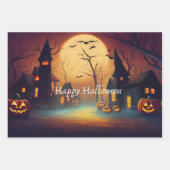 Spooky Castle Moonlit Halloween Inpakpapier Vel (Voorkant 3)