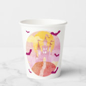 Spooky Castle op Hill Bats Halloween Papieren Bekers (Achterkant)