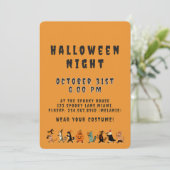 Spooky Cat and Costume Halloween Night Kaart (Staand voorkant)