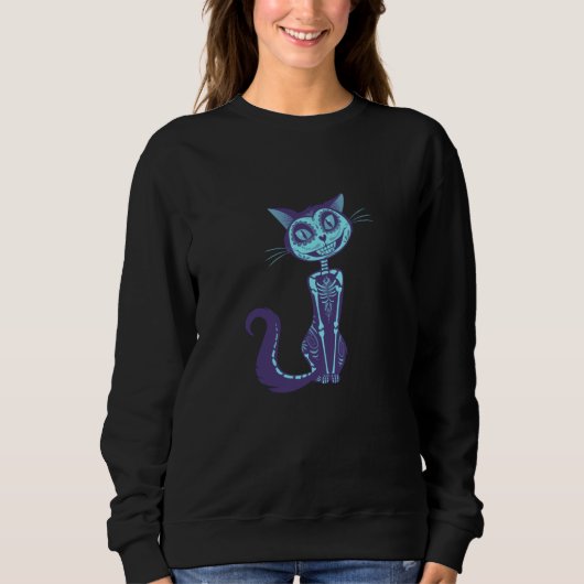 Spooky Cat Blue - Spooky Halloween Trui (Voorkant)