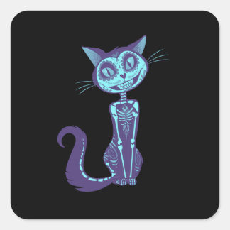 Spooky Cat Blue - Spooky Halloween Vierkante Sticker