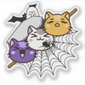 Spooky Cat Dango - Kawaii Gotische Japanse Spies Sticker (Voorkant)
