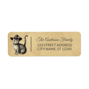  Spooky Cat Draagt Heksen pet Halloween Etiket