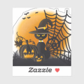 Spooky cat en spin Halloween Sticker (Vel)