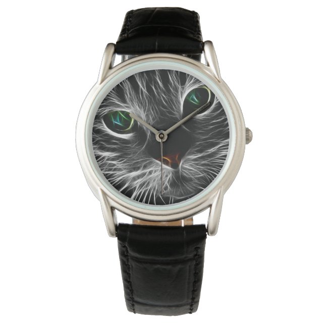 Spooky Cat Feline Soul Spirit Animal Horloge (Voorkant)