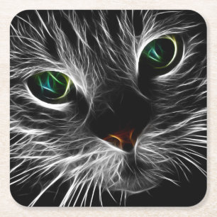 Spooky Cat Feline Soul Spirit Animal Party Onderze Kartonnen Onderzetters