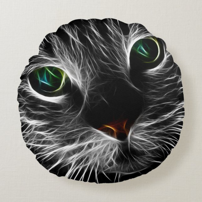 Spooky Cat Feline Soul Spirit Animal Sierkussen Rond Kussen (Voorkant)