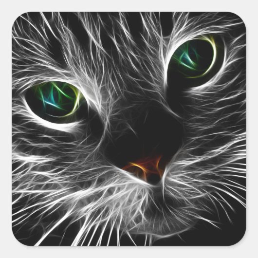 Spooky Cat Feline Soul Spirit Animal Vierkante Sticker (Voorkant)