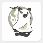 Spooky Cat Ghost Vierkante Sticker (Voorkant)