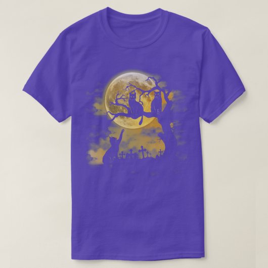 Spooky Cat Halloween Graveyard Cats T T-shirt (Design voorkant)