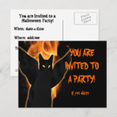 Spooky Cat Halloween Invitation Briefkaart aanpass (Voorkant / Achterkant)