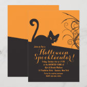 Spooky Cat Halloween Invitation Kaart (Voorkant / Achterkant)