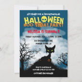 Spooky Cat Halloween Kids Birthday Party Kaart (Voorkant)