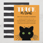 Spooky Cat Halloween Party Invitation Kaart (Voorkant / Achterkant)