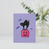 Spooky Cat Halloween Pumpkin Pop Art Briefkaart (Staand voorkant)
