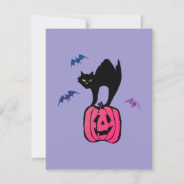 Spooky Cat Halloween Pumpkin Pop Art Briefkaart