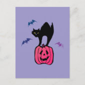 Spooky Cat Halloween Pumpkin Pop Art Briefkaart (Voorkant)