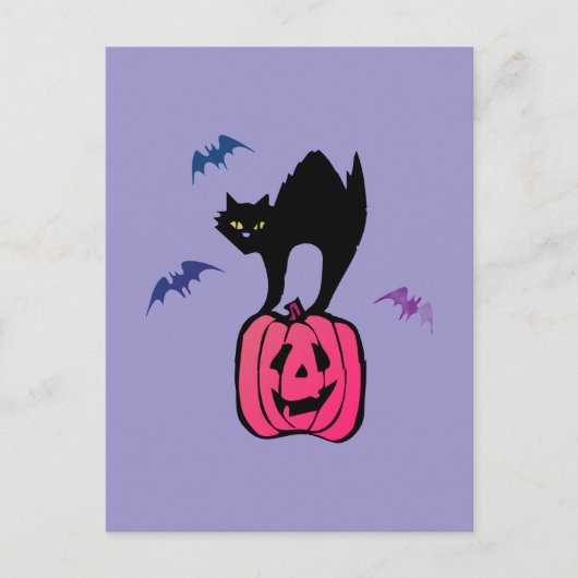 Spooky Cat Halloween Pumpkin Pop Art Briefkaart (Voorkant)