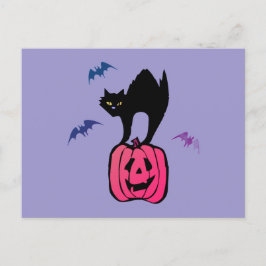 Spooky Cat Halloween Pumpkin Pop Art Feestdagenkaart