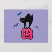 Spooky Cat Halloween Pumpkin Pop Art Feestdagenkaart (Voorkant)