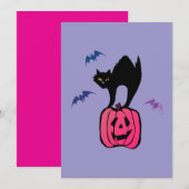 Spooky Cat Halloween Pumpkin Pop Art Kaart (Voorkant / Achterkant)
