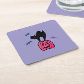 Spooky Cat Halloween Pumpkin Pop Art Kartonnen Onderzetters (Schuin)