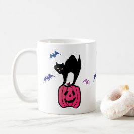 Spooky Cat Halloween Pumpkin Pop Art Koffiemok