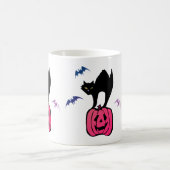 Spooky Cat Halloween Pumpkin Pop Art Koffiemok (Center)