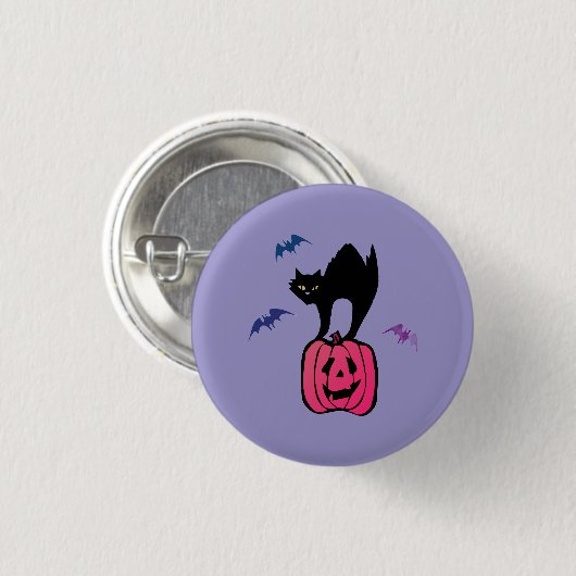 Spooky Cat Halloween Pumpkin Pop Art Ronde Button 3,2 Cm (Voorkant /achterkant)