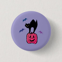 Spooky Cat Halloween Pumpkin Pop Art Ronde Button 3,2 Cm
