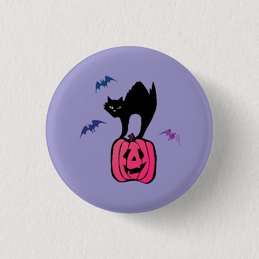 Spooky Cat Halloween Pumpkin Pop Art Ronde Button 3,2 Cm (Voorkant)