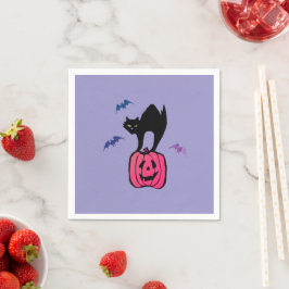 Spooky Cat Halloween Pumpkin Pop Art Servet