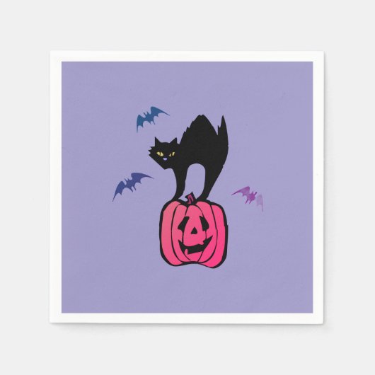 Spooky Cat Halloween Pumpkin Pop Art Servet (Voorkant)