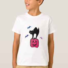 Spooky Cat Halloween Pumpkin Pop Art T-shirt